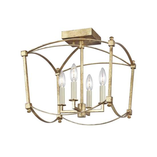 Lampadario Industrial Nordico Thayer Acciaio Doratura Anticata Grande 4 Luci E14 QN-THAYER-SF-ADB