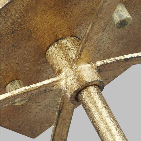 Lampadario Industrial Nordico Thayer Acciaio Doratura Anticata Grande 4 Luci E14 QN-THAYER-SF-ADB