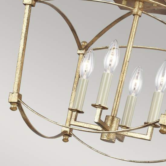 Lampadario Industrial Nordico Thayer Acciaio Doratura Anticata Grande 4 Luci E14 QN-THAYER-SF-ADB