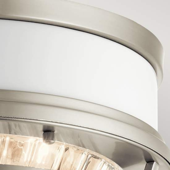 Plafoniera Contemporanea Tollis Acciaio Nichel Spazzolato Bianco 2 Luci E27 QN-TOLLIS-F-BN