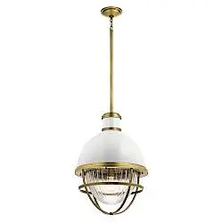 Sospensione Contemporanea Tollis Acciaio Ottone Naturale Bianco Grande Luce E27