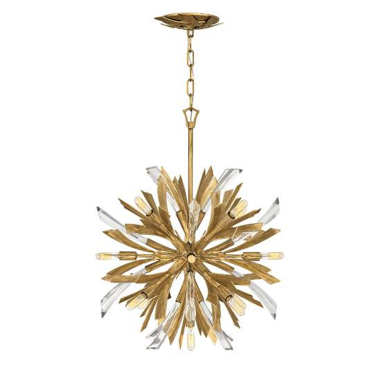 Lampadario Industrial Nordico Vida Acciaio Oro Brunito Piccolo 13 Luci E14 QN-VIDA-13P-S