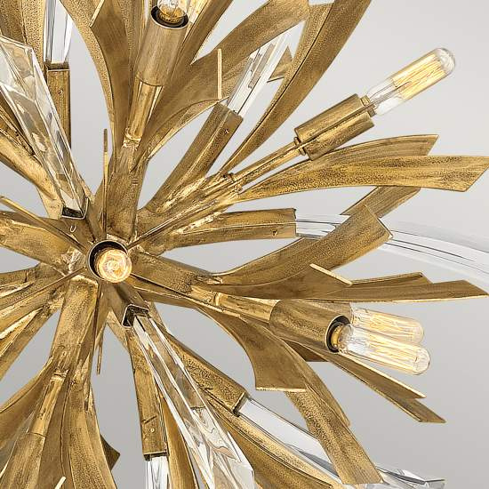 Lampadario Industrial Nordico Vida Acciaio Oro Brunito Piccolo 13 Luci E14 QN-VIDA-13P-S