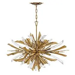 Lampadario Industrial Nordico Vida Acciaio Oro Brunito 13 Luci E14