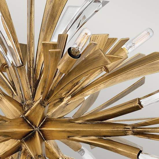 Lampadario Industrial Nordico Vida Acciaio Oro Brunito 13 Luci E14 QN-VIDA-13P-W