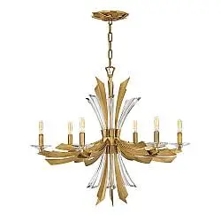 Lampadario Industrial Nordico Vida Acciaio Oro Brunito 6 Luci E14