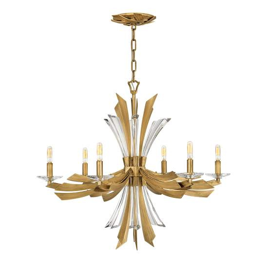 Lampadario Industrial Nordico Vida Acciaio Oro Brunito 6 Luci E14 QN-VIDA6