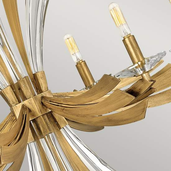Lampadario Industrial Nordico Vida Acciaio Oro Brunito 6 Luci E14 QN-VIDA6