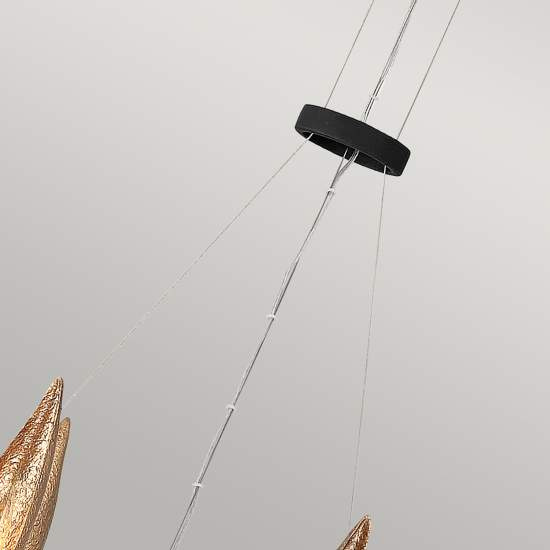 Lampadario Contemporaneo Willow Acciaio Nero Carbone Oro Deluxe Oro 18 Luci E14 QN-WILLOW18-CBK