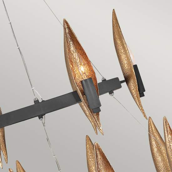 Lampadario Contemporaneo Willow Acciaio Nero Carbone Oro Deluxe Oro 18 Luci E14 QN-WILLOW18-CBK