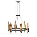 Lampadario Contemporaneo Willow Acciaio Nero Carbone Oro Deluxe Oro 6 Luci E14 QN-WILLOW6-CBK