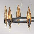 Lampadario Contemporaneo Willow Acciaio Nero Carbone Oro Deluxe Oro 6 Luci E14 QN-WILLOW6-CBK