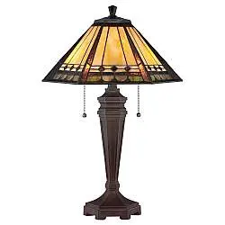 Lampada Da Scrivania Tiffany Arden Metallo Patina Di Bronzo 2 Luci E27