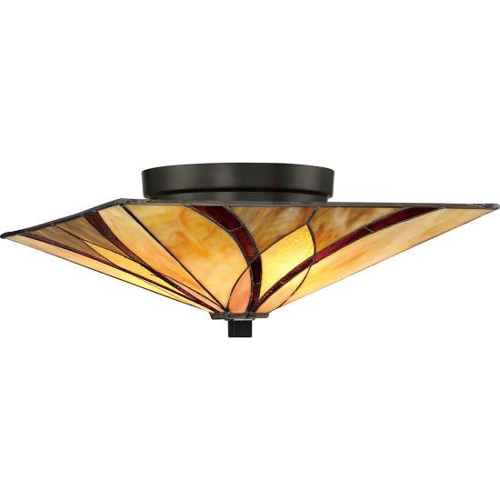 Plafoniera Tiffany Asheville Metallo Bronzo Valiant 2 Luci E27 QZ-ASHEVILLE-F