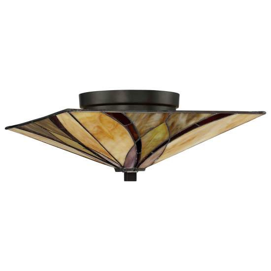 Plafoniera Tiffany Asheville Metallo Bronzo Valiant 2 Luci E27 QZ-ASHEVILLE-F