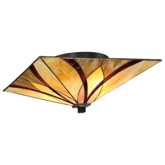Plafoniera Tiffany Asheville Metallo Bronzo Valiant 2 Luci E27 QZ-ASHEVILLE-F