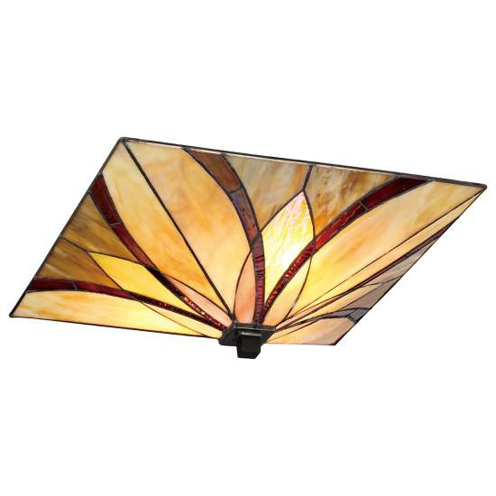 Plafoniera Tiffany Asheville Metallo Bronzo Valiant 2 Luci E27 QZ-ASHEVILLE-F