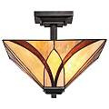 Lampadario Tiffany Asheville Metallo Bronzo Valiant 2 Luci E27 QZ-ASHEVILLE-SF