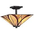 Lampadario Tiffany Asheville Metallo Bronzo Valiant 2 Luci E27 QZ-ASHEVILLE-SF