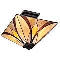 Lampadario Tiffany Asheville Metallo Bronzo Valiant 2 Luci E27 QZ-ASHEVILLE-SF