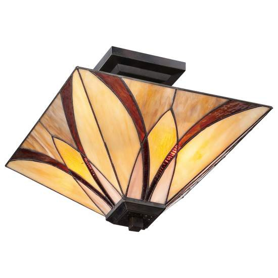 Lampadario Tiffany Asheville Metallo Bronzo Valiant 2 Luci E27 QZ-ASHEVILLE-SF
