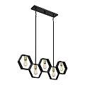 Lampadario Industrial Nordico Bismarck Acciaio Nero Terra 5 Luci E27 QZ-BISMARCK-ISLE-EK