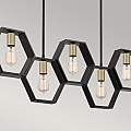 Lampadario Industrial Nordico Bismarck Acciaio Nero Terra 5 Luci E27 QZ-BISMARCK-ISLE-EK