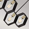 Lampadario Industrial Nordico Bismarck Acciaio Nero Terra 5 Luci E27 QZ-BISMARCK-ISLE-EK