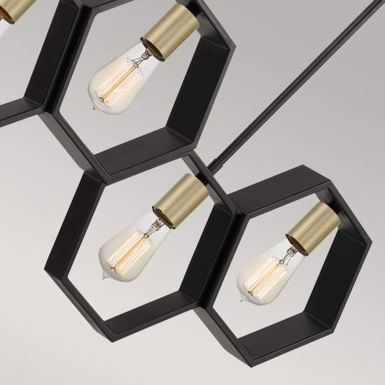 Lampadario Industrial Nordico Bismarck Acciaio Nero Terra 5 Luci E27 QZ-BISMARCK-ISLE-EK
