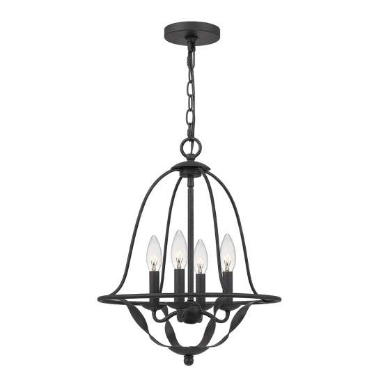 Lampadario Industrial Nordico Bradbury Acciaio Grigio Cenere 4 Luci E14 QZ-BRADBURY-4P-GK