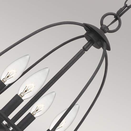 Lampadario Industrial Nordico Bradbury Acciaio Grigio Cenere 4 Luci E14 QZ-BRADBURY-4P-GK