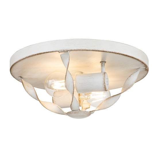 Plafoniera Industrial Nordica Bradbury Acciaio Bianco Antico 2 Luci E14 QZ-BRADBURY-F-AWH