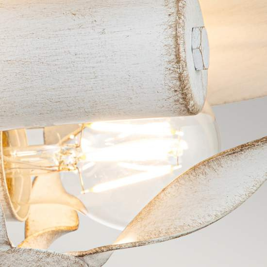 Plafoniera Industrial Nordica Bradbury Acciaio Bianco Antico 2 Luci E14 QZ-BRADBURY-F-AWH