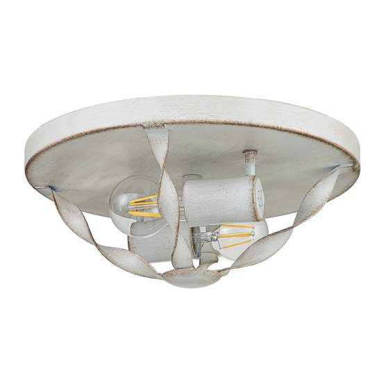 Plafoniera Industrial Nordica Bradbury Acciaio Bianco Antico 2 Luci E14 QZ-BRADBURY-F-AWH