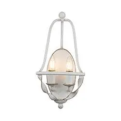 Applique Industrial Nordico Bradbury Acciaio Bianco Antico 2 Luci E14