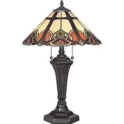 Lampada Da Scrivania Tiffany Cambridge Acciaio Bronzo Vintage 2 Luci E27