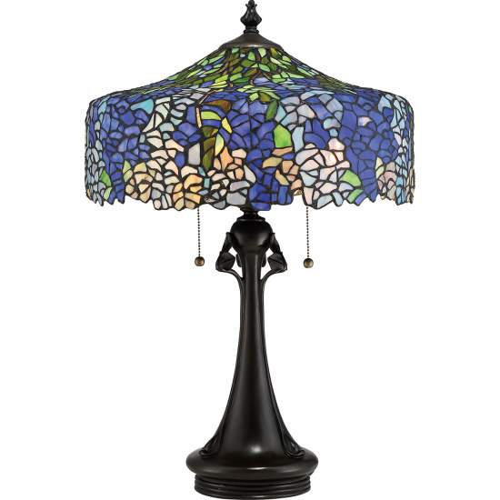 Lampada Da Scrivania Tiffany Coba Light Acciaio Bronzo Vintage 3 Luci E27 QZ-COBALT-TL