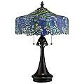 Lampada Da Scrivania Tiffany Coba Light Acciaio Bronzo Vintage 3 Luci E27 QZ-COBALT-TL