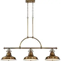 Lampadario Industrial Nordico Emery Metallo Ottone Anticato 3 Luci E27