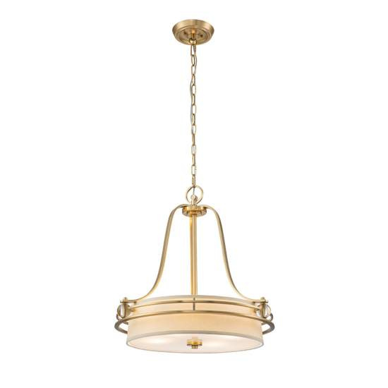 Lampadario Contemporaneo Gotham Metallo Ottone Spazzolato 4 Luci E27 QZ-GOTHAM-P-BB