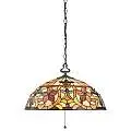 Lampadario Tiffany Kami Metallo Bronzo Vintage 3 Luci E27 QZ-KAMI-P