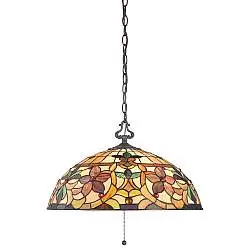 Lampadario Tiffany Kami Metallo Bronzo Vintage 3 Luci E27