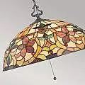 Lampadario Tiffany Kami Metallo Bronzo Vintage 3 Luci E27 QZ-KAMI-P