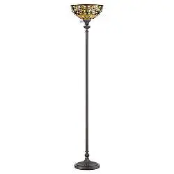 Piantana Tiffany Kami Metallo Bronzo Vintage 1 Luce E27