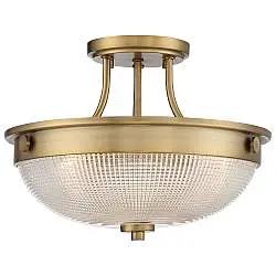 Lampada A Soffitto Contemporanea Mantle Vetro Ottone Anticato 2 Luci E27