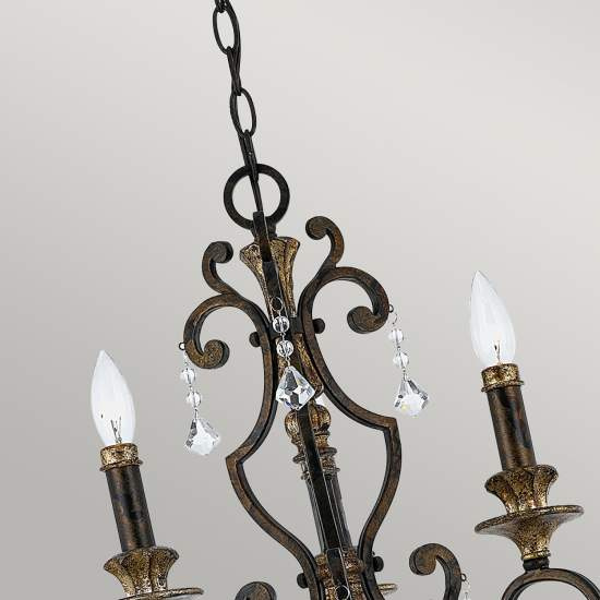 Lampadario Classico Marquette Acciaio Bronzo Heirloom 3 Luci E14 QZ-MARQUETTE3