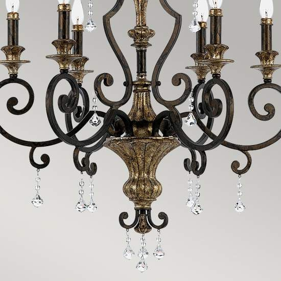 Lampadario Classico Marquette In Acciaio Bronzo Heirloom 6 Luci E14 QZ-MARQUETTE6-A