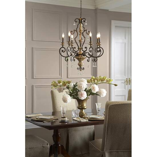 Lampadario Classico Marquette In Acciaio Bronzo Heirloom 6 Luci E14 QZ-MARQUETTE6-A