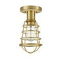 Plafoniera Industrial Nordica Mixon Acciaio Ottone Spazzolato 1 Luce E27 QZ-MIXON-SF-BB