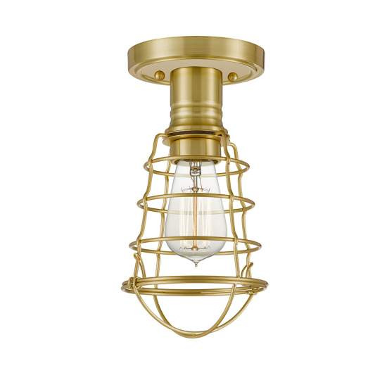 Plafoniera Industrial Nordica Mixon Acciaio Ottone Spazzolato 1 Luce E27 QZ-MIXON-SF-BB